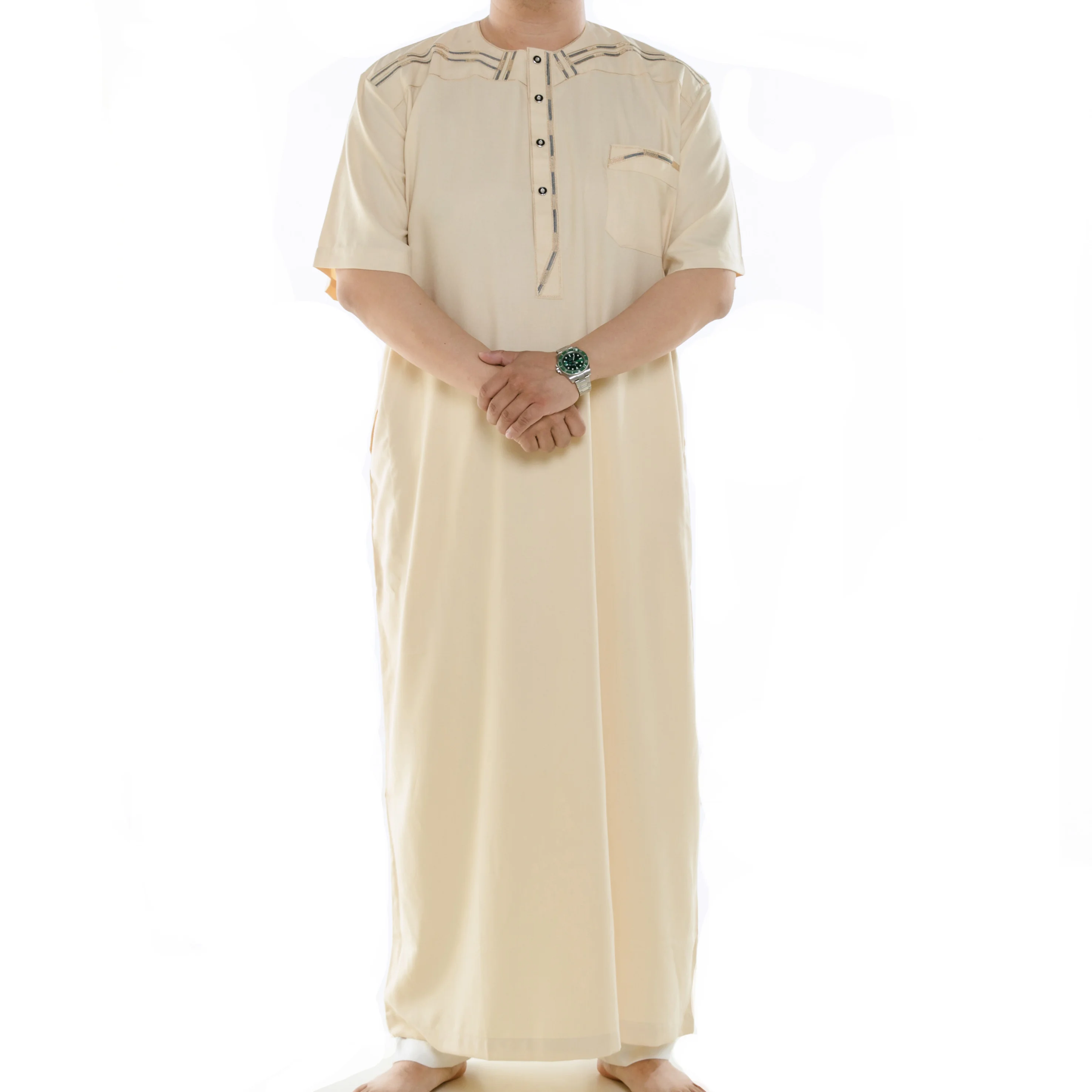 Wholesale Hot Sale Islamic Men White Clothing Thobe Arab Design Thobe Muslims Abaya islam musulman arab robe
