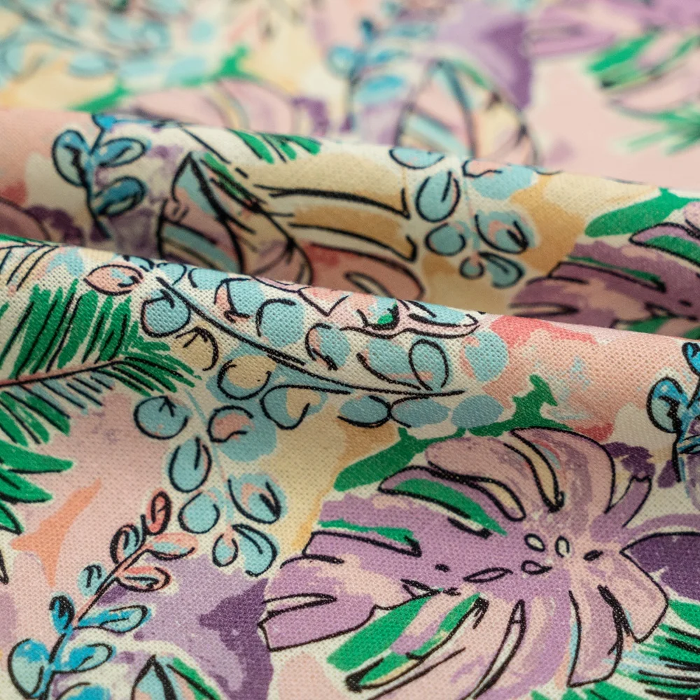 Light Linen Rayon Blended Fabric Woven Custom Digital Printing Summer 100% Linen Fabric for Garment