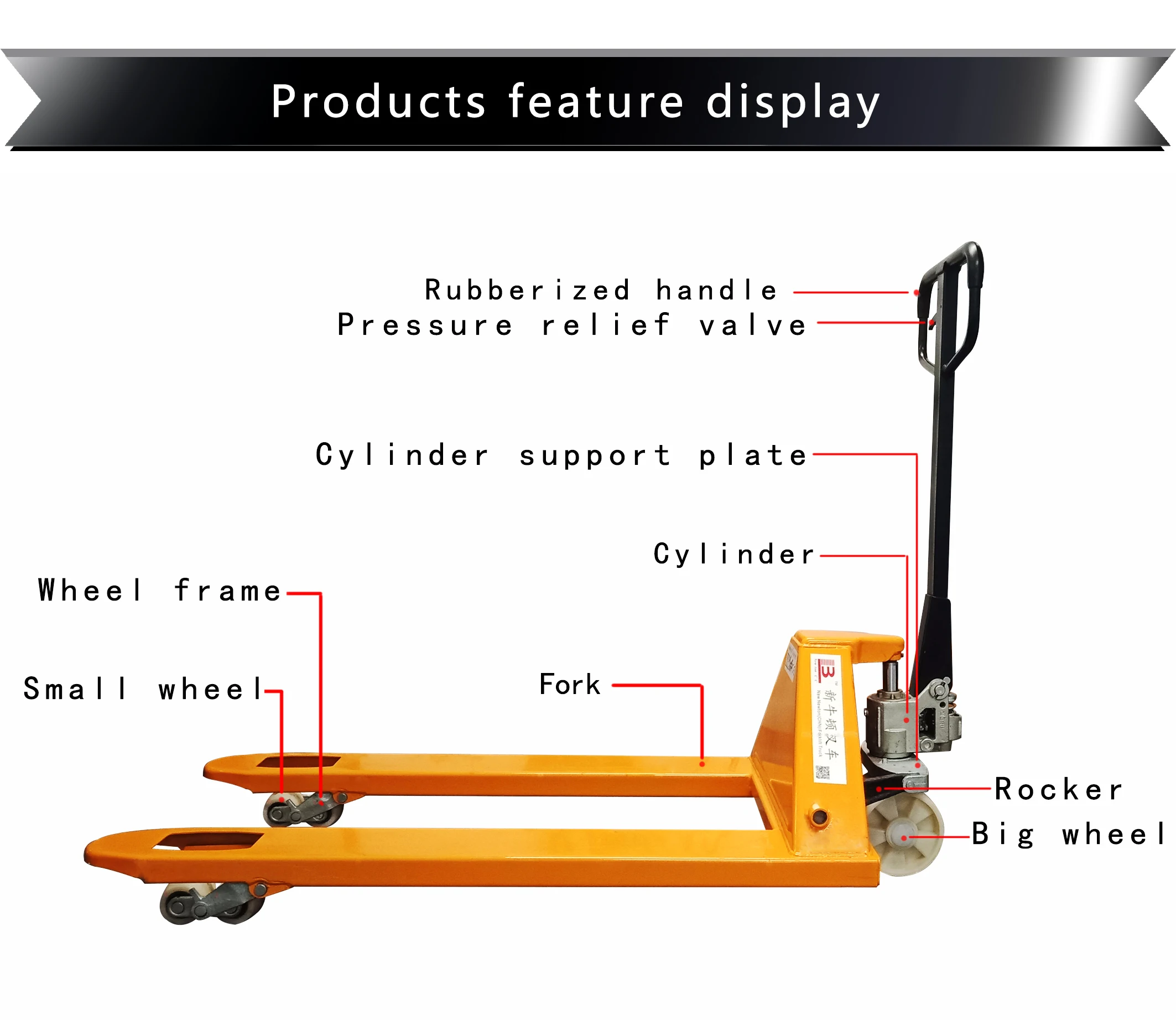 wholesale pallet truck manual forklift hydraulic hand trolley with AC cylinder