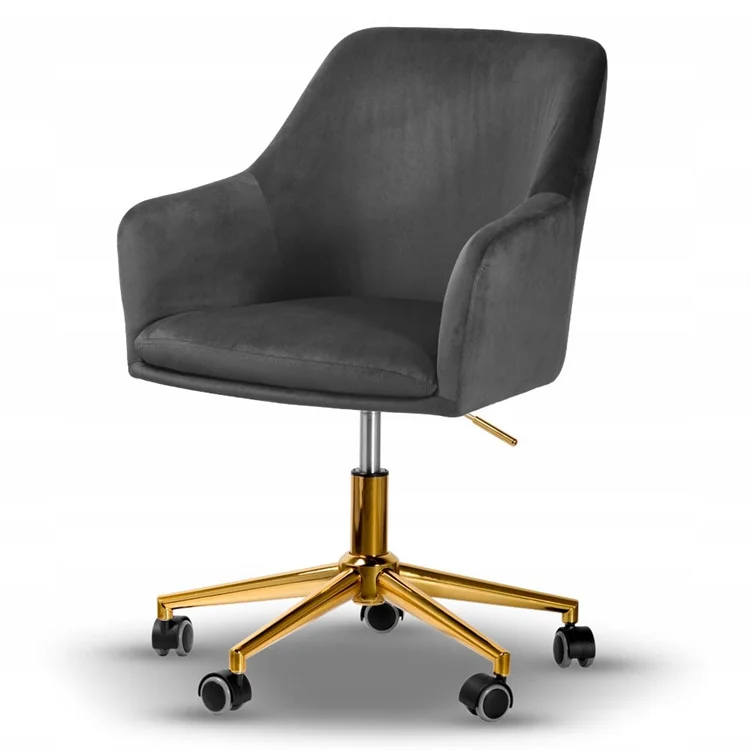 Modern Comfortable Hotel Furniture Adjustable Swivel Upholstered Fabric Metal Leg Armrest Leisure Office Chair with heels