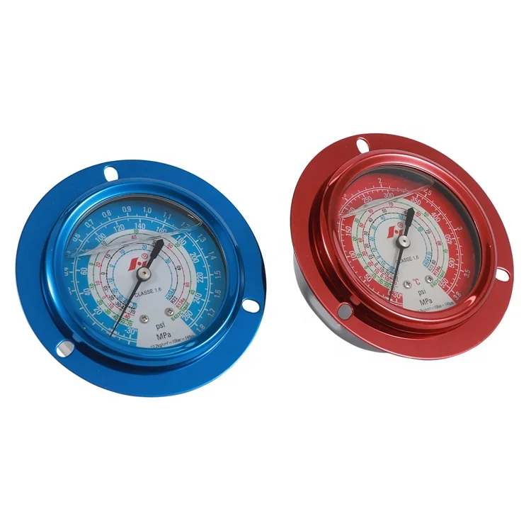 Compound gauge type of casing b type round rim type,glycerine filled refrigeration manometer