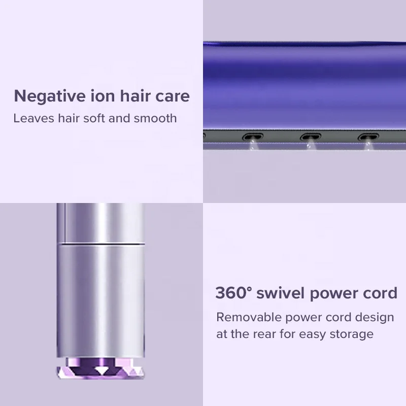 Factory Custom Negative Ions Hair Curler Machine Professional Salon Fast Curls Portable LCD Gative Ion Outlet Barbershop Purple