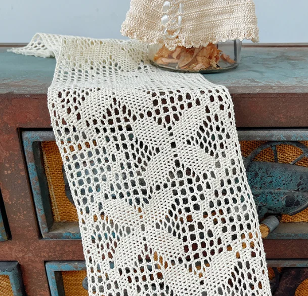 Cotton lace tablecloth diy crochet natural color accessories hollow lace