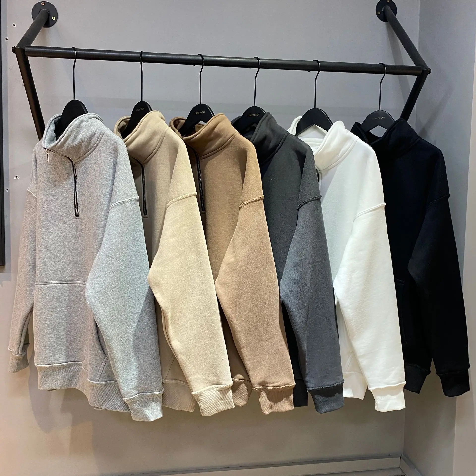 Custom logo heavy fleece cotton 1/4 zip pullover women and men unisex 1/4 zip sweatshirt pullover hoodie custom sweatshirt