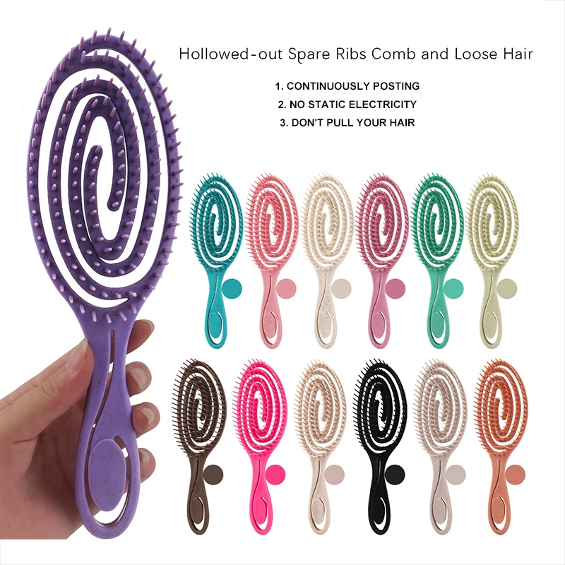 FYD Customizable Ventilation Straw Massage Comb Tangle Nylon Removal Curved Hair Brush Makeup Tools Sets