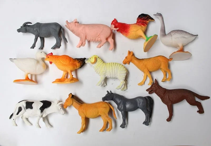SS 4-5 inches Hollow 12 kinds plastic horse cow sheep farm animal model toy
