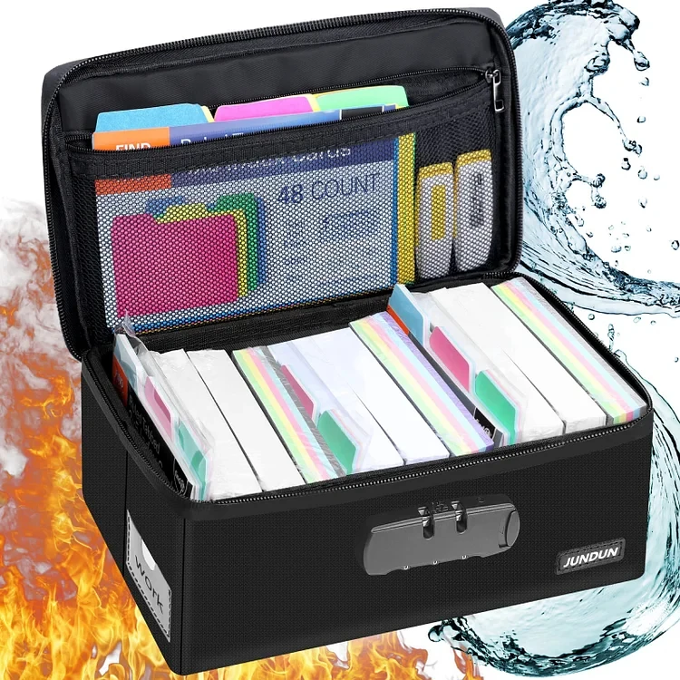 Index Card Holder with Lock, Collapsible Fireproof Index Card Box fits 1200 3x5 & 4x6 Inch Flash Cards