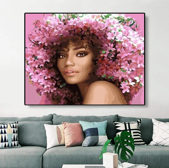 AN8532  DIY Oil Painting By Number Romantic Woman Wall Art Abstract Modern Oil Painting Home Decoration