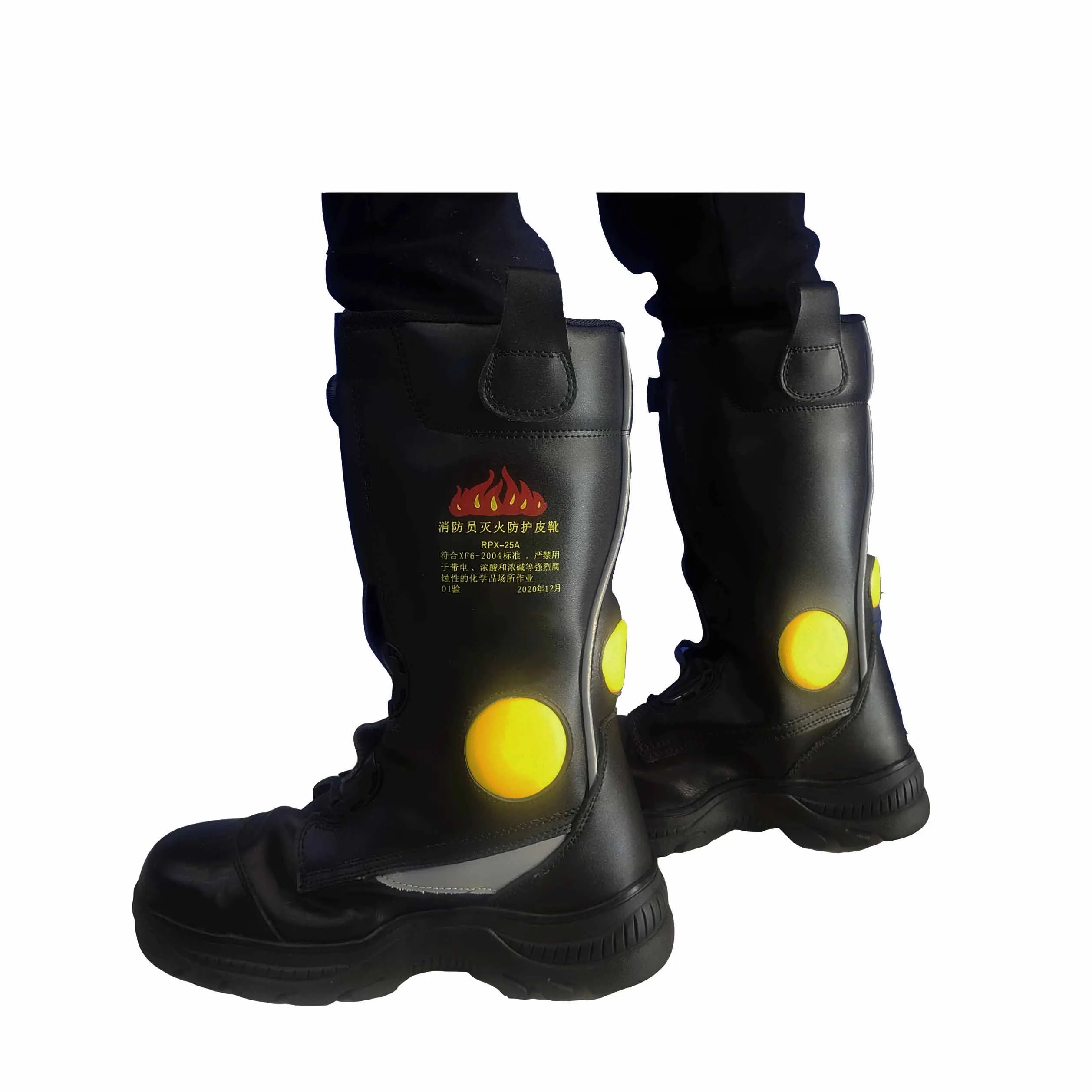 High Quality Firefighter Leather Boots Fireman Rescue Safety Shoes Botas de Cuero