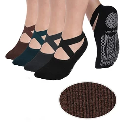 Yoga Socks for Women Non-Slip Grips & Straps  Ideal for Pilates Pure Barre Workout Dancing Training Socks