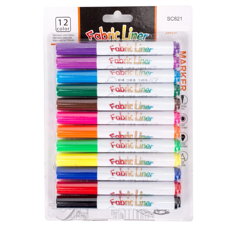 Washable Fabric Markers non toxic Art Fabric Markers Yellow Marker Oil-based Children Marken Pen