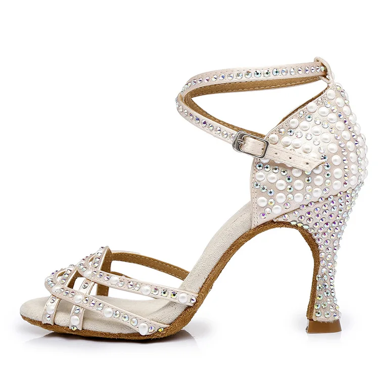 
Fashion Ballroom Latin Tango Dance Shoes Women Soft Sole High Heels for Women Skin Color Stable Dancing latin dance shoes woman 