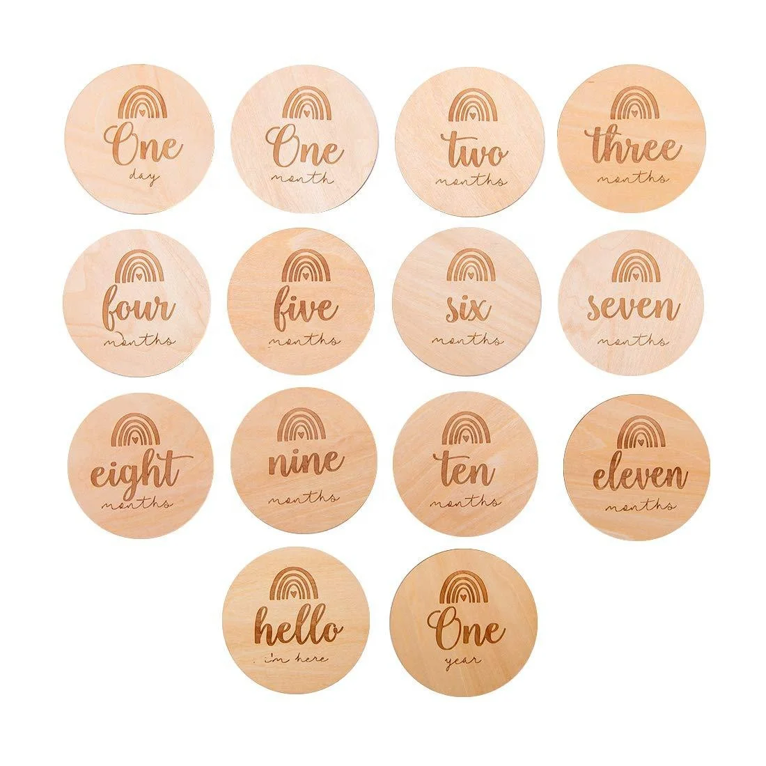 
High quality kids milestone discs wood chips sets baby months milestones wood cards sets 