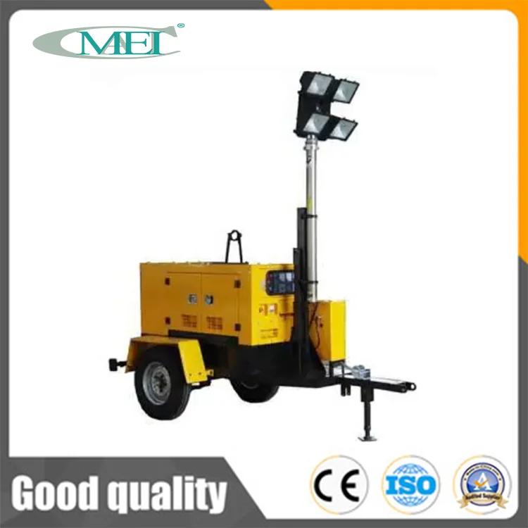5m Diesel Generator 4X1000W Mobile Light Towers Telescopic Mast Portable Outdoor Lighting Tower
