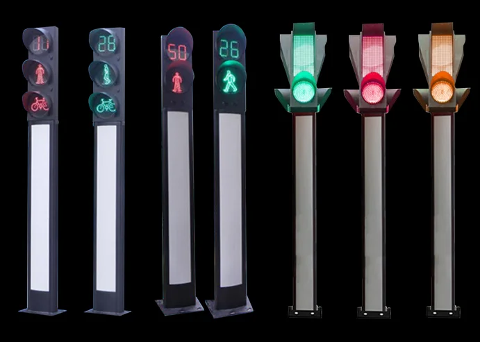 integrated pedestrian traffic light pole with traffic light and advertising LED screen