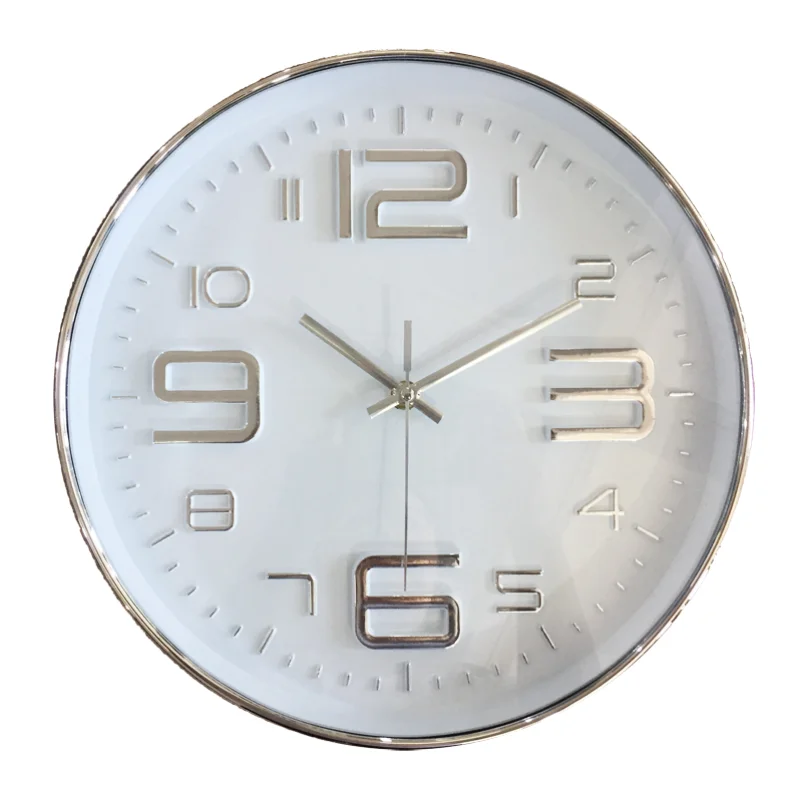 12 inch modern office decoration circular design quartz plastic wall clock