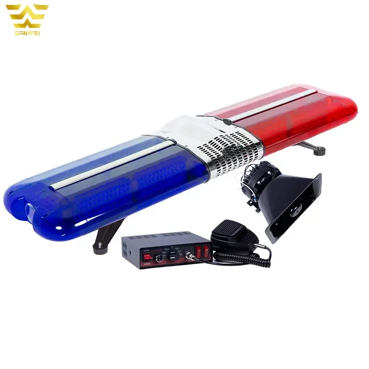 Automobile lighting system 12V red blue Emergency Warning Ambulance revolving light bar with siren speaker microphone