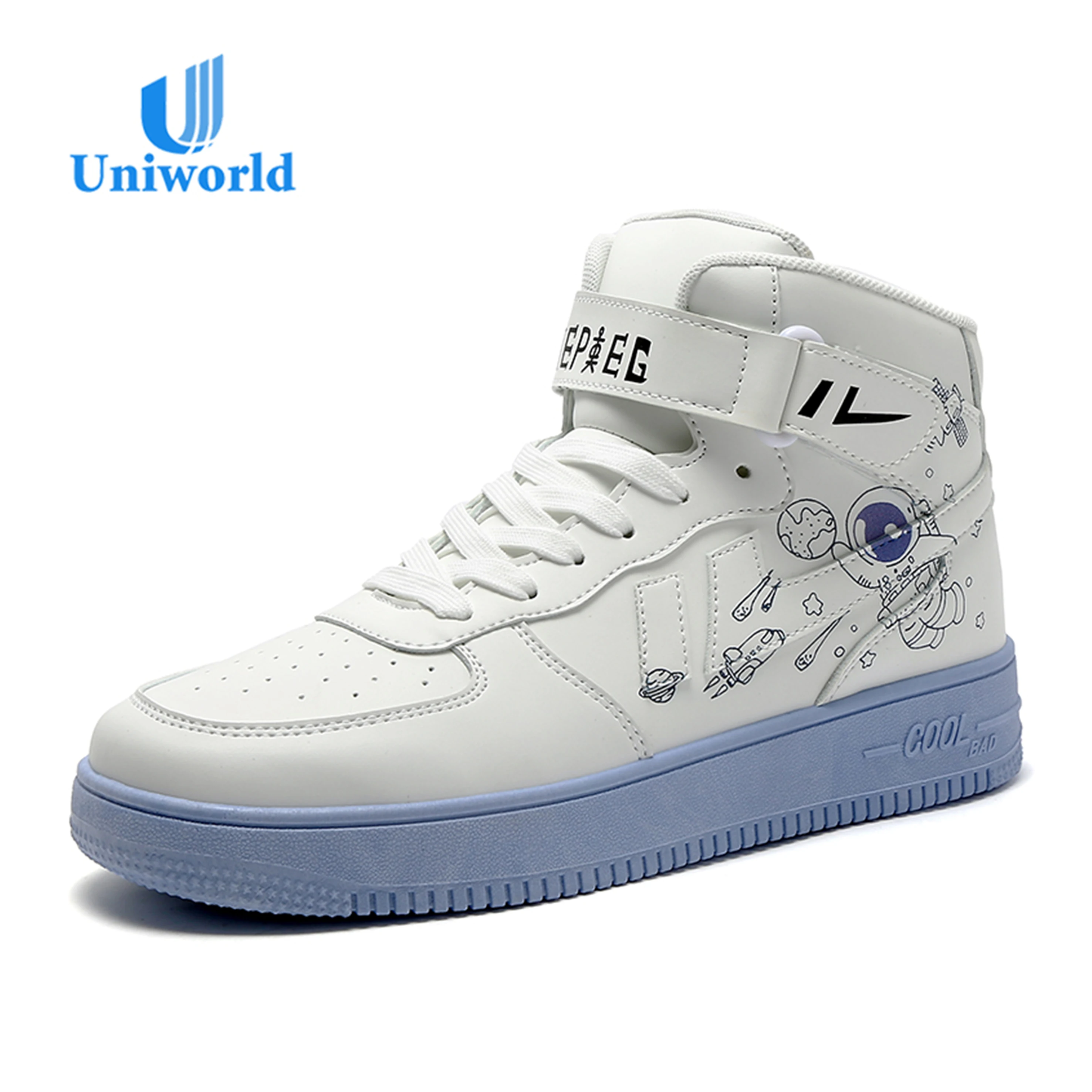 Uniworld Vietnam Factory Wholesale Custom High Quality White fashion Casual High top board shoes Footwear Men Shoes Skate shoes