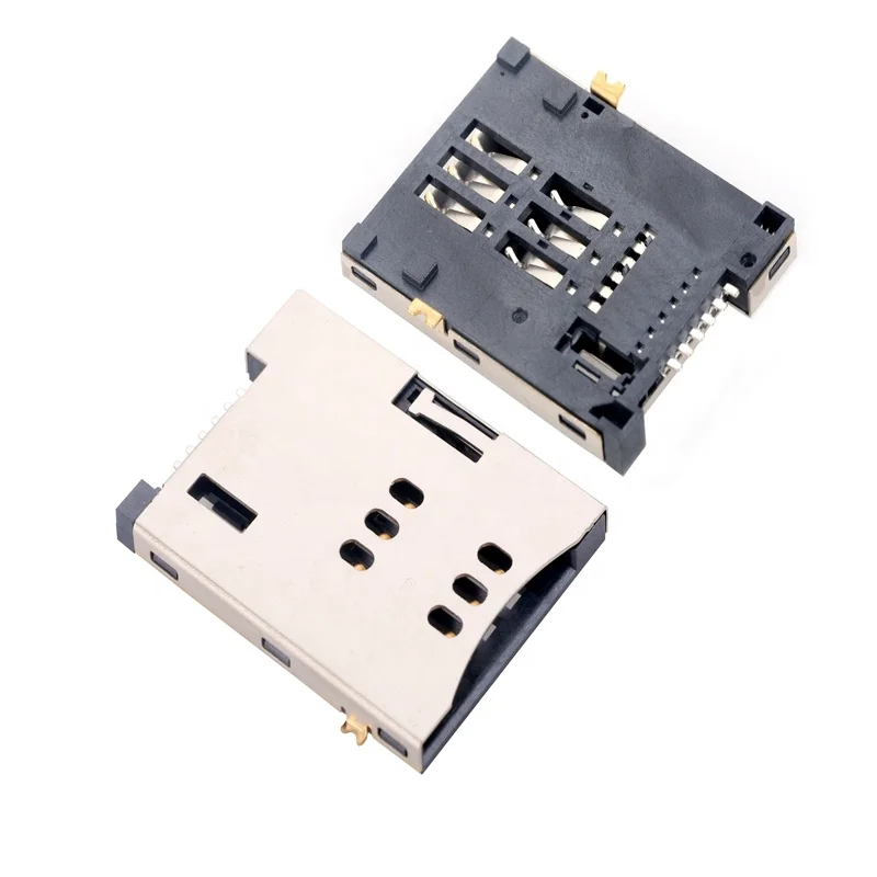 MUP 6 PIN SMT   push push TYPE H1.80mm sim card adapter connector  PCB solder card reader socket for mobile phone  POS terminal