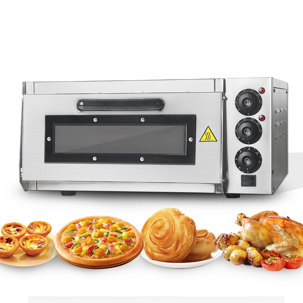  Коммерческая электрическая печь для пиццы GZKITCHEN 2000 Вт одноуровневый огненный камень выпечки устройство приготовления с температурой 50 ~ 350 1x16