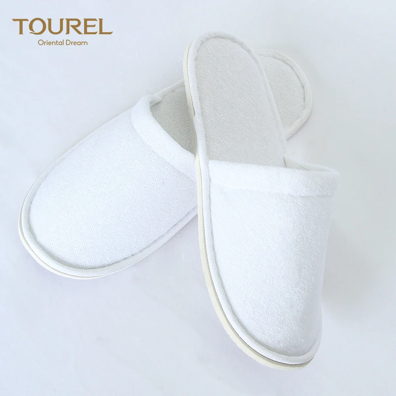 OEM Wholesale Custom logo Cheap White Disposable Slipper Non-slip Spa Hotel slippers