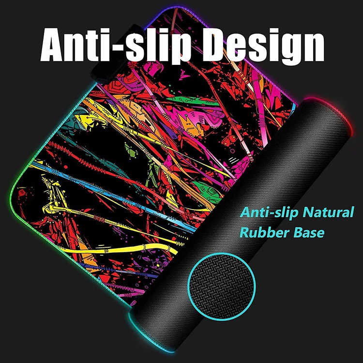High Quality Large Size Desk Pad Custom Lighting Colorful RGB Mice Pads Led Game Non-slip USB Mouse Pad