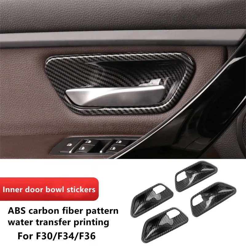 Fashion Interior Car Accessories Custom Design Carbon Fiber Pattern  Car Inner Door Handle Bowl Sticker For BMW F30/F34/F36