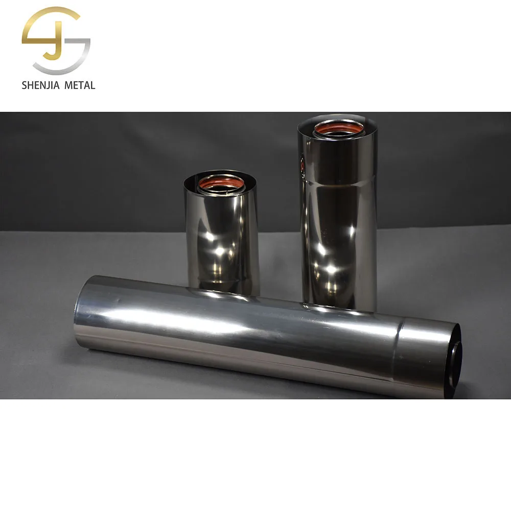 Diameter 100mm/60mm free adjustable length laser welding 20cm/40cm/80cm coaxial double-layer fireplace smoke exhaust pipe