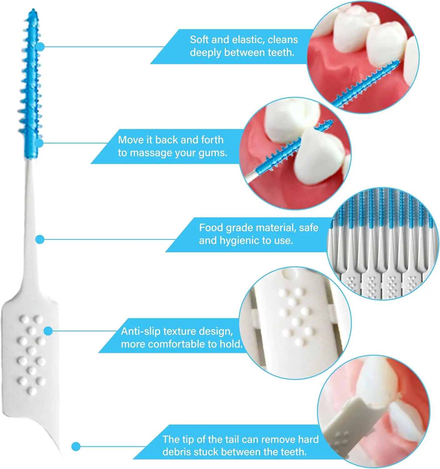 20 picks Silicone interdental Brush Adaptive Corrective Disposable interdental Brush Braces Brush for Cleaning Teeth Health