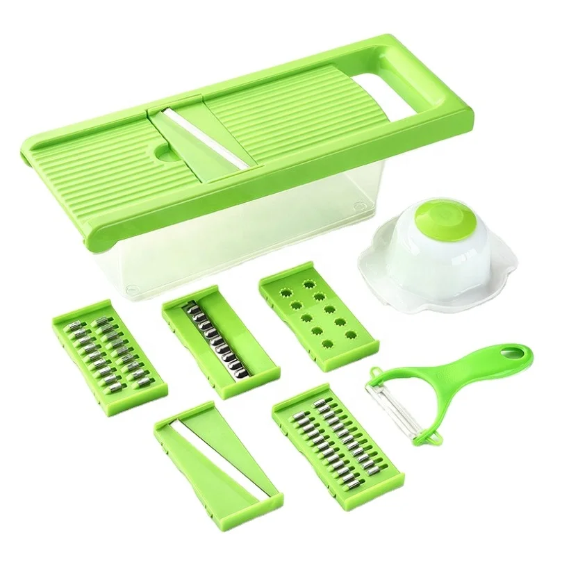 Multi-function 10 in 1stainless steel vegetable potato food cutter grater slicer home kitchen