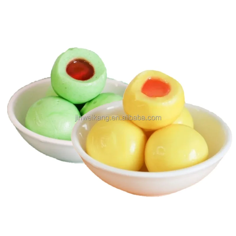 OEM/ODM round fudge and jam filled halal fudge ball fudge Sweets gummy chewy candy ball shape juicy candy with jam filling