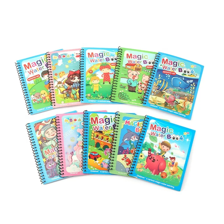 Educational magical watercolor drawing booklet and kids water full coloring painting reusable book set