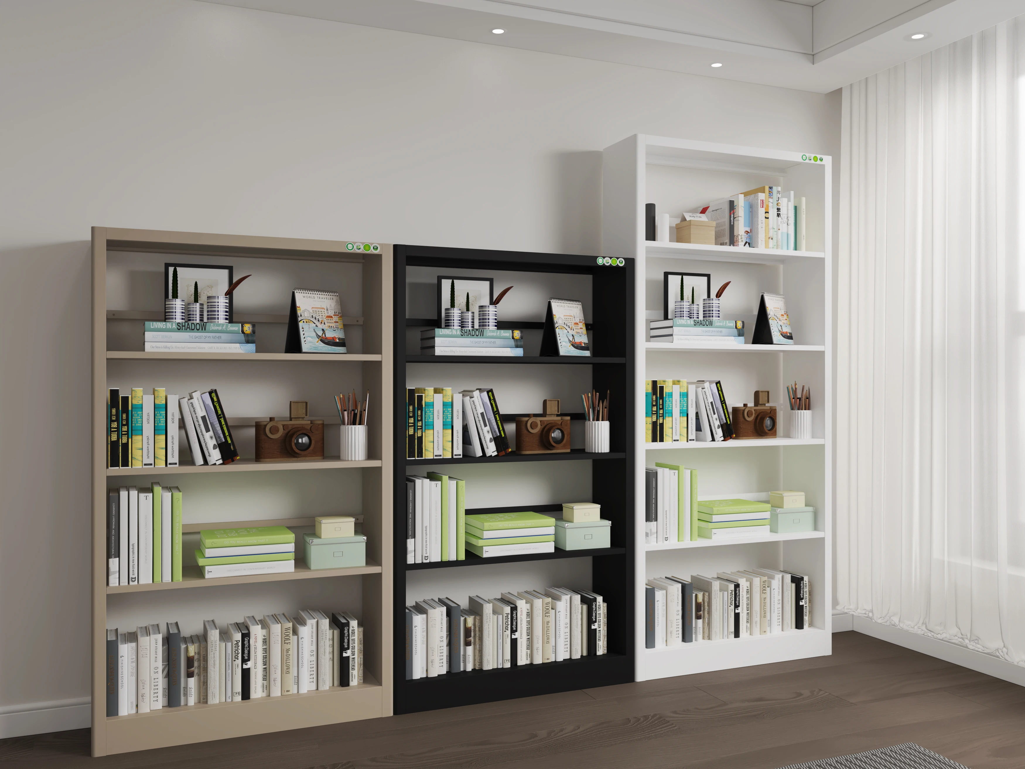 New Design Steel School Furniture Bookcase 5 Tier Metal Bookshelf