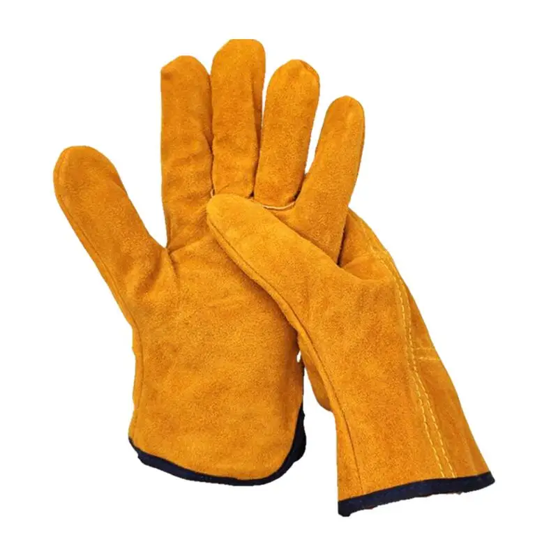 Оптовая продажа, высококачественные кожаные желтые рабочие перчатки для сада, строительные перчатки, перчатки сварщика