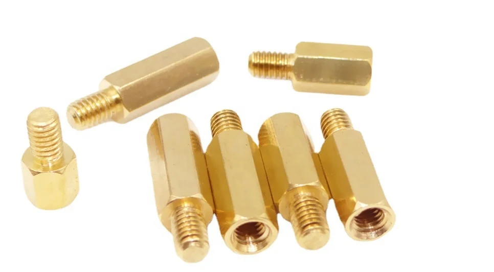 Custom double pass hexagonal copper column flat head hollow stud through hole chassis main board isolation copper column