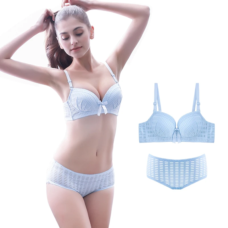 Sexy fancy cup b breathable girls push up lace transparent bra panty set student underwear