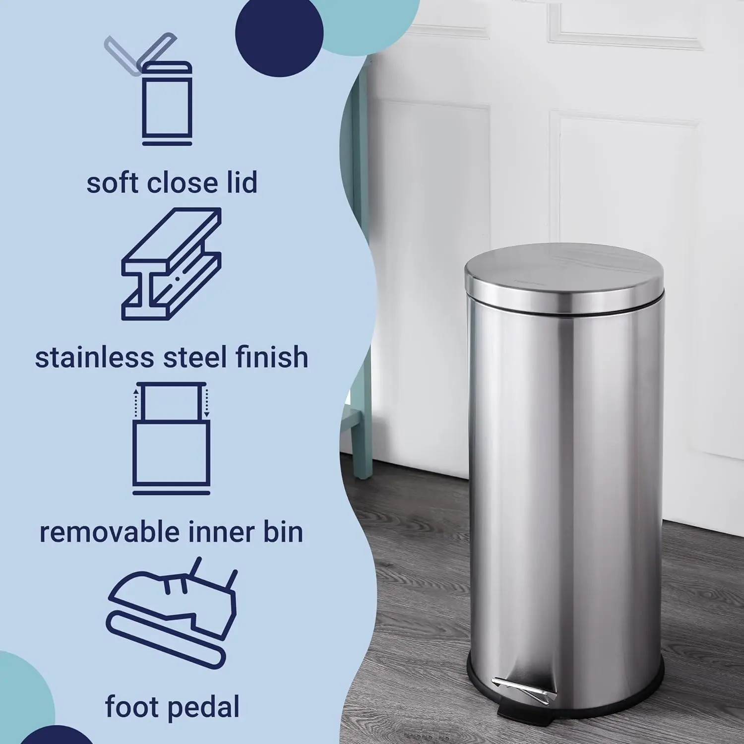 Home Office Metal Foot Pedal Dustbin Classification Functional 12L Garbage Bin