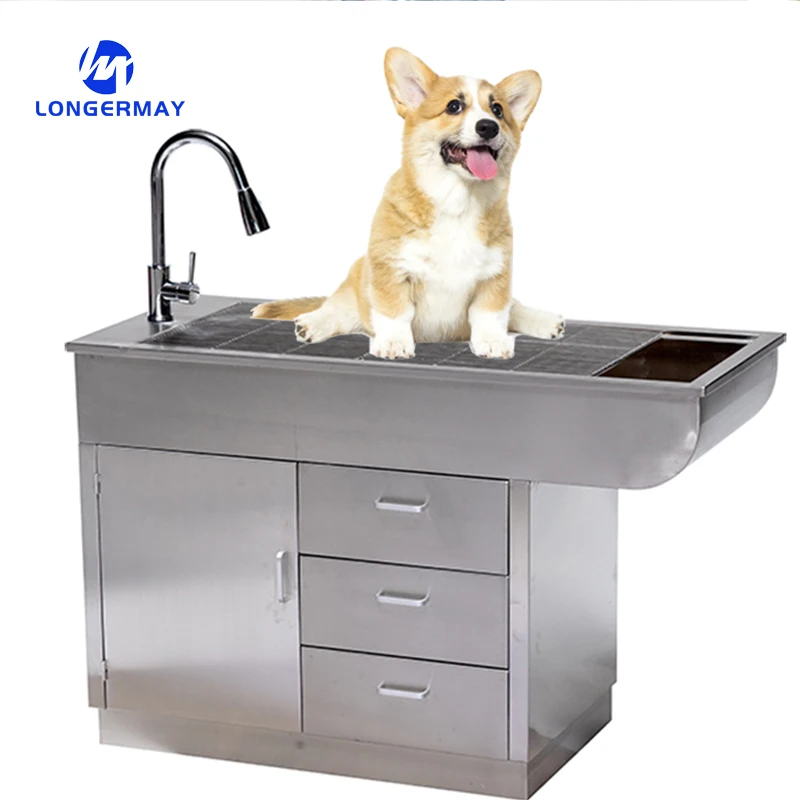 Dog cat treatment pet grooming table Stainless steel pet vet examination disposal table