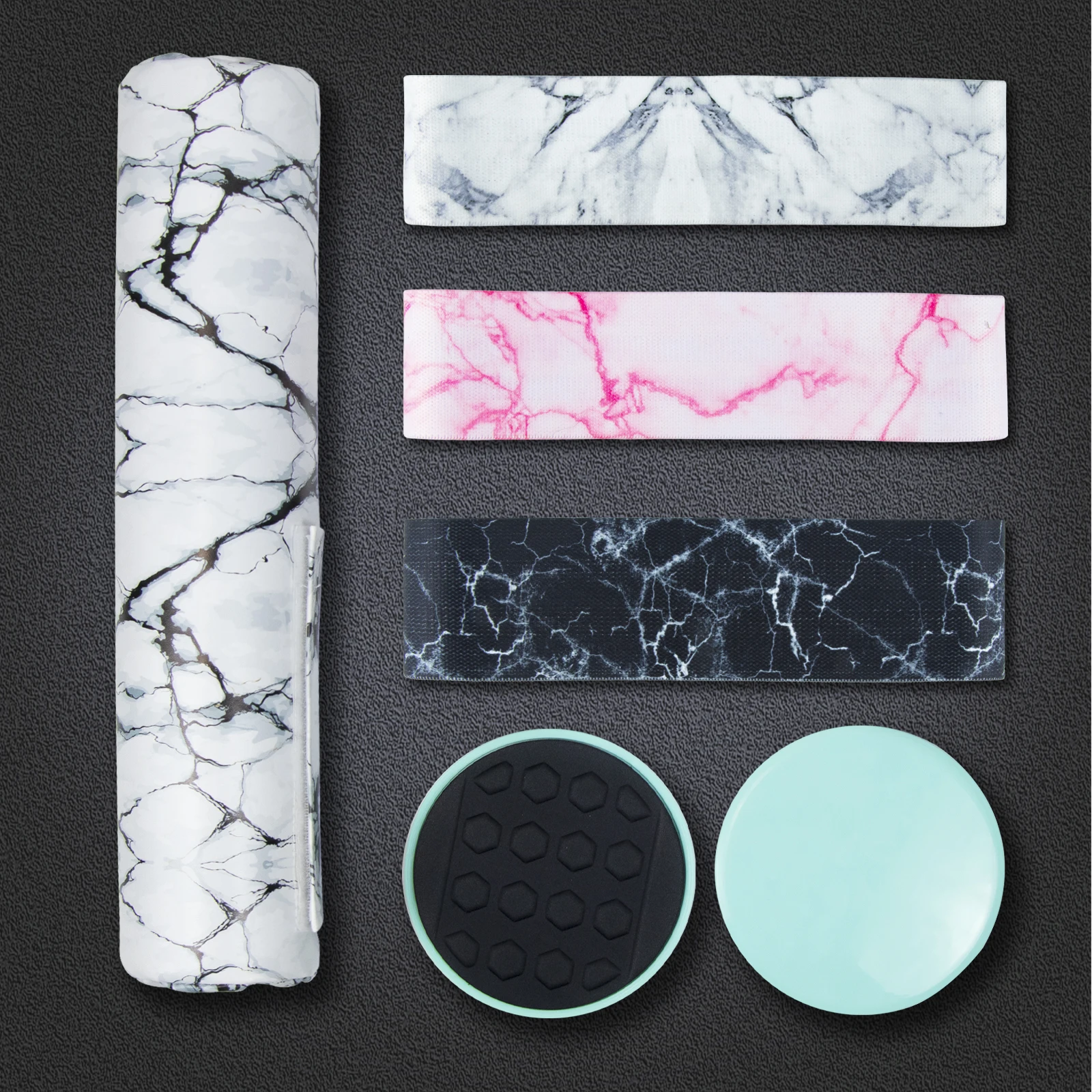 Gym Fitness Barbell Squat Shoulder Pad With Booty Resistance Bands And Sliding Gliding Disc Core Sliders Set