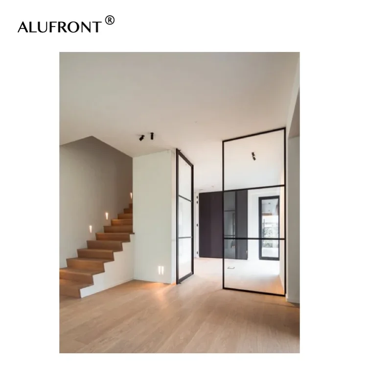 Alufront  Guangzhou  factory customized partition glass pivot door aluminum pivot door casement door