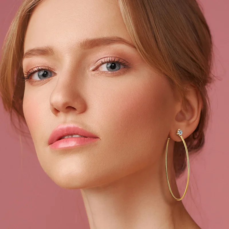 4mm 0.6ct big moissanite hoop S925 silver fine jewelry earrings