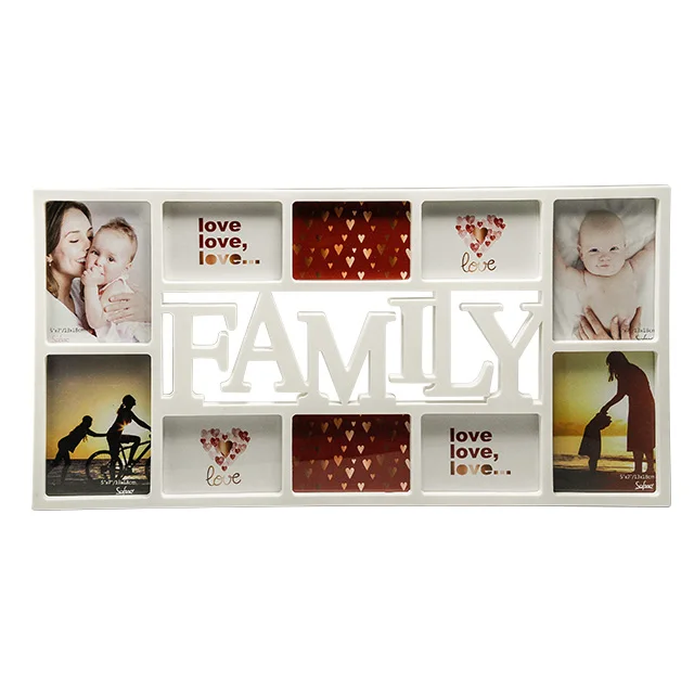 5X7' 4X6' Family Theme Home Decoration White Plastic Wall Hanging Collage Picture Frames For 10 Photo
