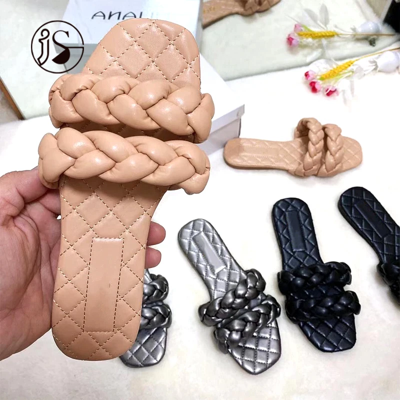 
2020 High quality Hand woven Slides Female slippers Beach slippers 