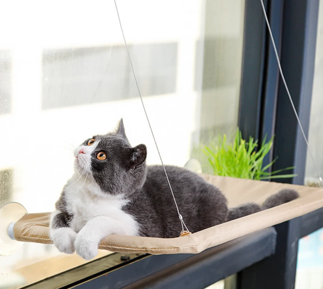 Window mounted easy assemble pet hammock hanging bed with sucker