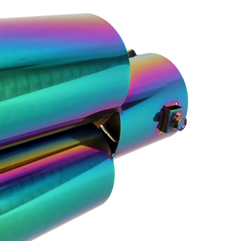 Black Chrome Universal Exhaust Pipe Modification Straight Stainless Steel Car Dual Exhaust End Tip Tail Throat