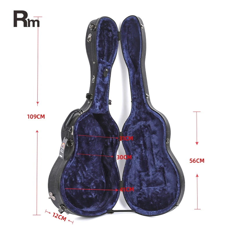 Rm ABS Material Musical Instrument Hard Shell Case Acoustic Guitar Black Portable Case Lightweight Guitar Case