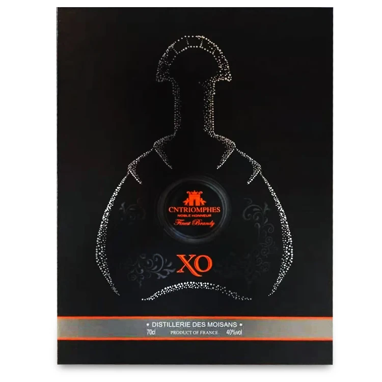 Factory Custom Luxury Tea Red Wine Paper Box Custom Logo Gold Stamped Rhum XO VO Glass Beer Bottle Packaging Box for Rum