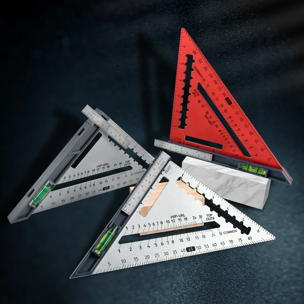 Треугольная линейка, многофункциональный съемный измерительный инструмент из алюминиевого сплава для инженерных плотников, 7 дюймов