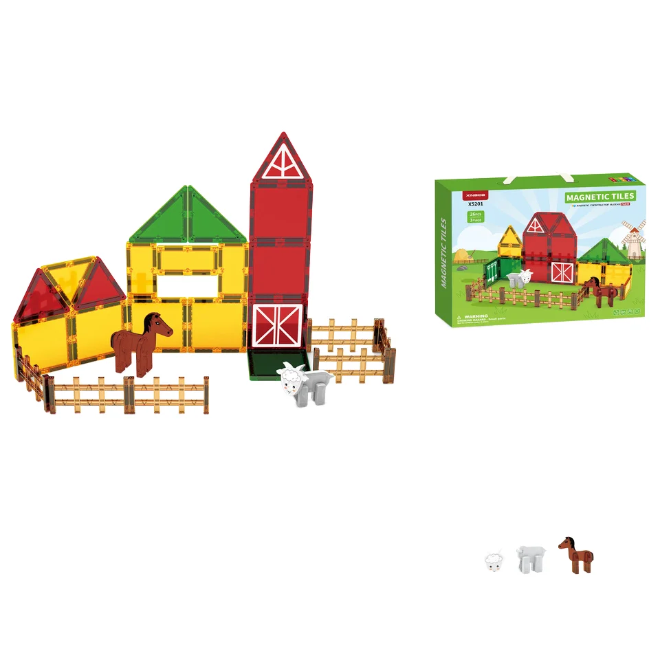 Farm Series 7.5cm Magnetic Tiles Fun and Educational Magnetic Blocks