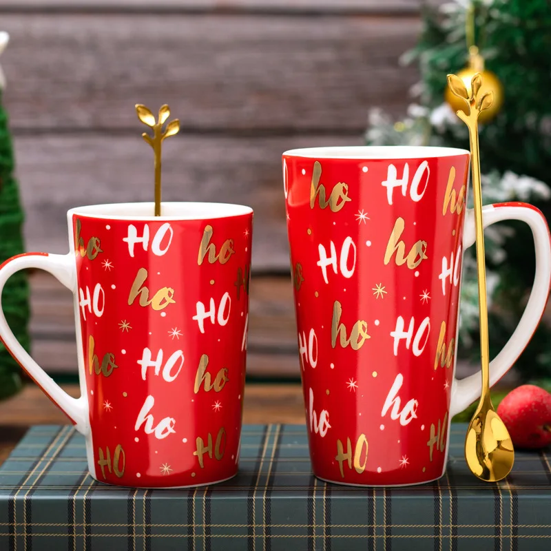 Custom Printed Porcelain Couple Mug Gift Set Sublimation Water Cup Christmas Series Ceramic Coffee Mug